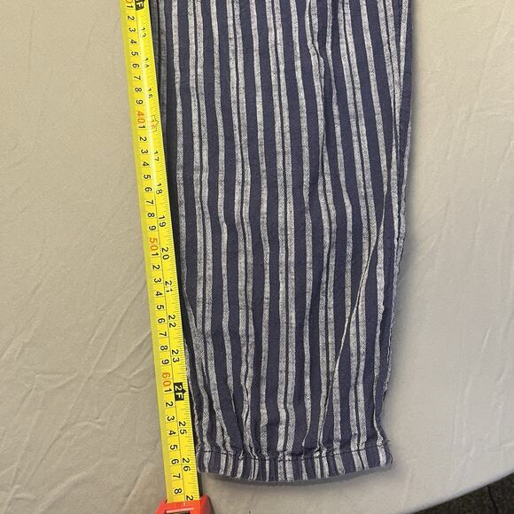 Aerie Jumpsuit Medium Blue/White Strapless Jogger Style 100% Cotton Pockets - Picture 7 of 7